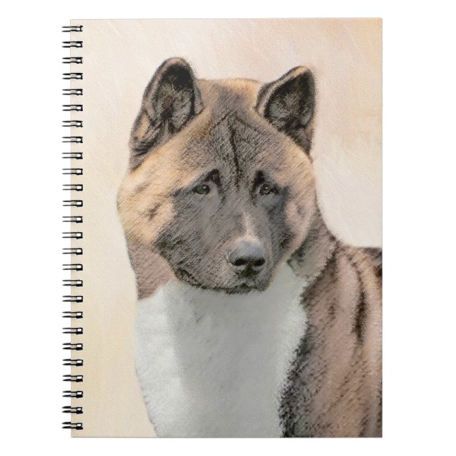 Cuaderno Pintura de Akita - Arte de Perro Original. (Frente)