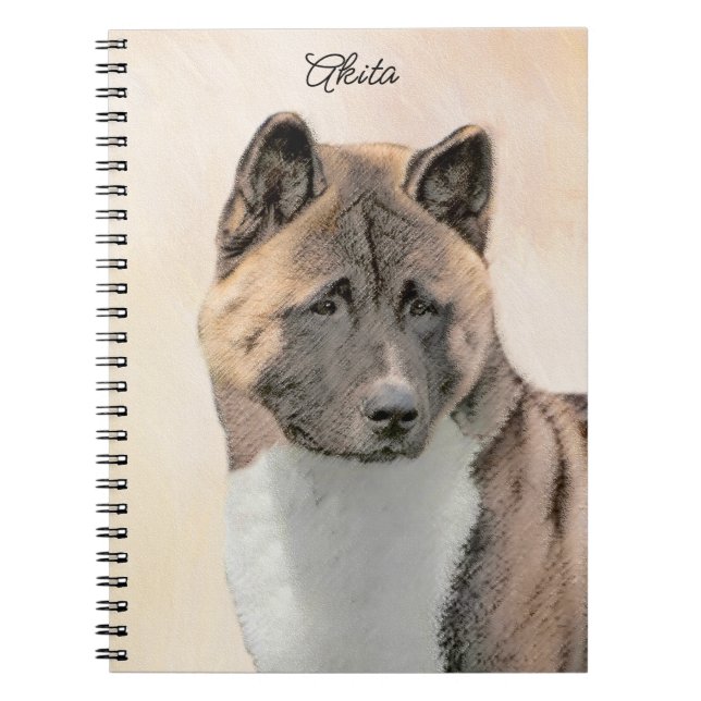 Cuaderno Pintura de Akita - Arte de Perro Original. (Frente)
