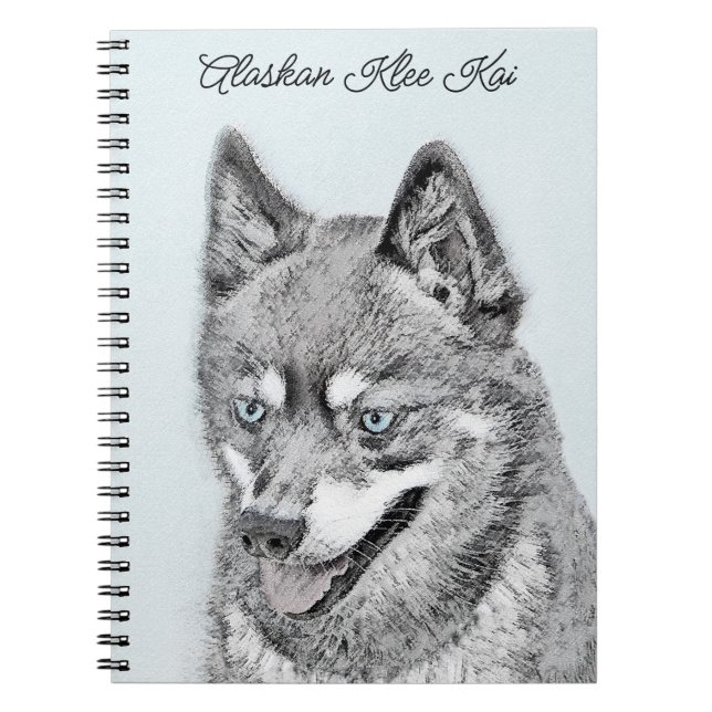 Cuaderno Pintura de Alaskan Klee Kai - Arte Perro Original. (Frente)