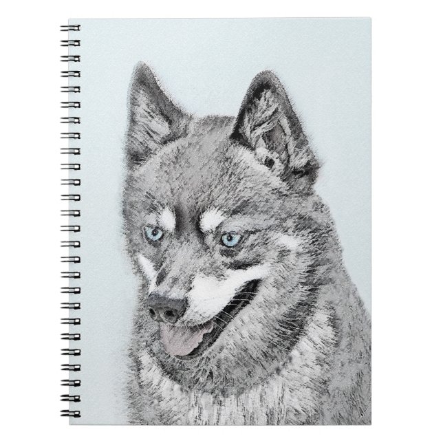 Cuaderno Pintura de Alaskan Klee Kai - Arte Perro Original. (Frente)