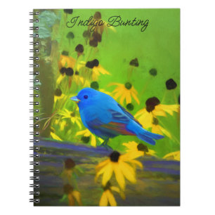 Cuaderno Pintura de amarre índigo - Arte original de aves