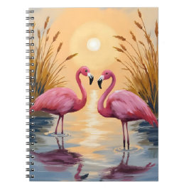 Cuaderno Pintura de animales de flamencos rosados al atarde