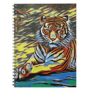 Cuaderno Pintura de arte de tigres coloridos