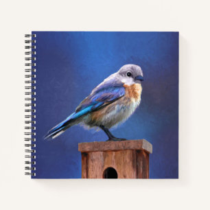 Cuaderno Pintura de ave azul (hembra) - Arte original de av