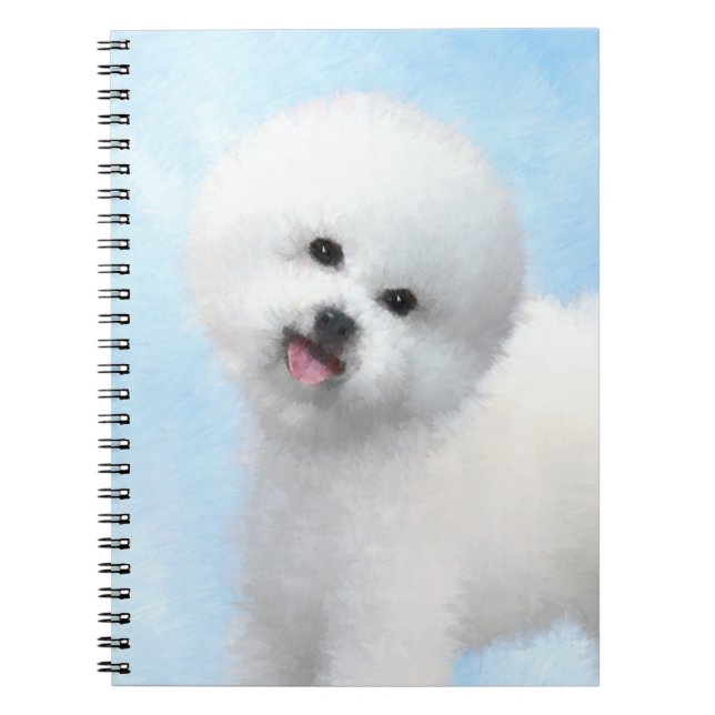 Cuaderno Pintura de Bichon Frise - Arte de Perro Original. (Frente)