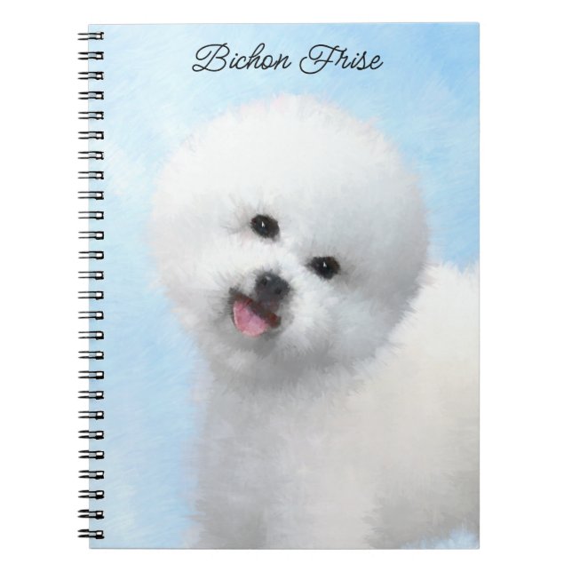 Cuaderno Pintura de Bichon Frise - Arte de Perro Original. (Frente)