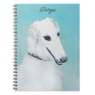 Cuaderno Pintura de Borzoi (blanco) - Arte de perro origina