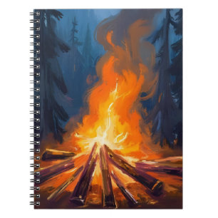 Cuaderno Pintura De Bosque Al Acuarela De Fogata