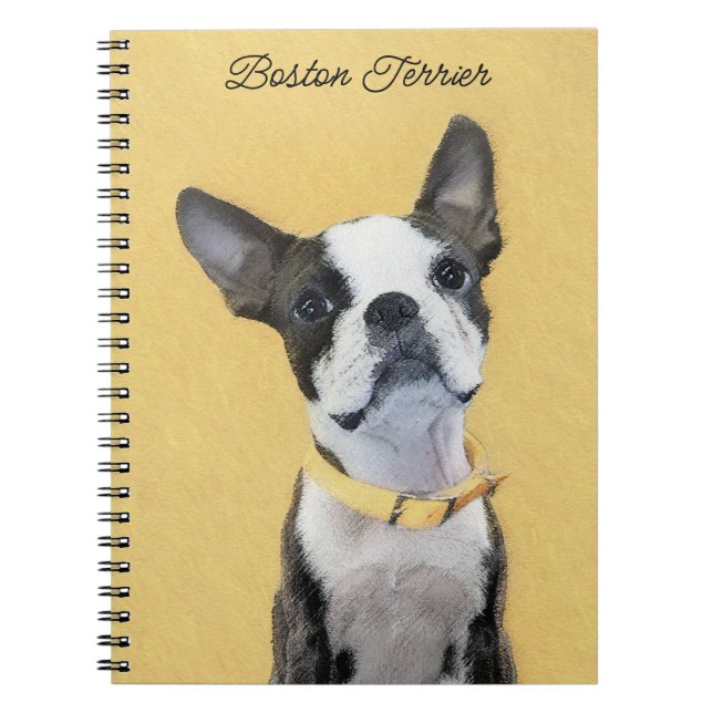 Cuaderno Pintura de Boston Terrier - Arte de Perro Original (Frente)