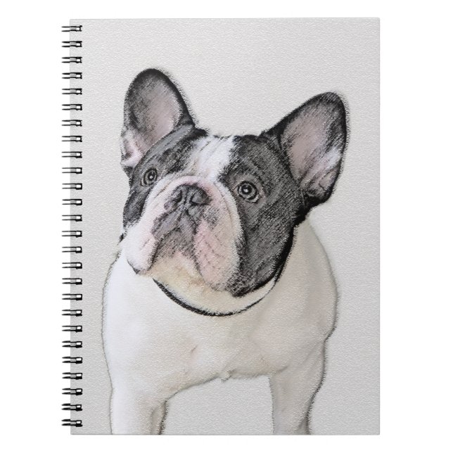 Cuaderno Pintura de Bulldog francés (Brindle Pied) - Arte d (Frente)