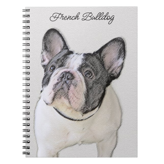 Cuaderno Pintura de Bulldog francés (Brindle Pied) - Arte d (Frente)