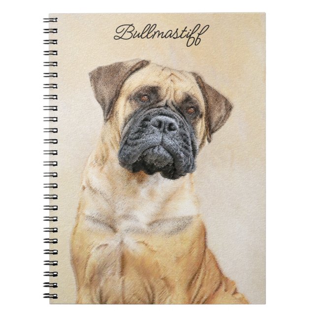 Cuaderno Pintura de Bullmastiff - Arte de Perro Original. (Frente)