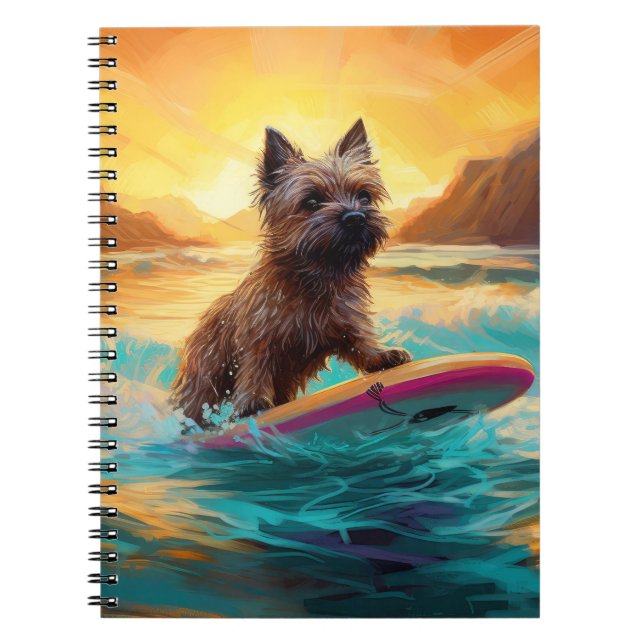 Cuaderno Pintura de Cairn Terrier Beach Surfing (Frente)