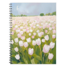 Pintura de Campo de Flores de Tulipanes Blancos