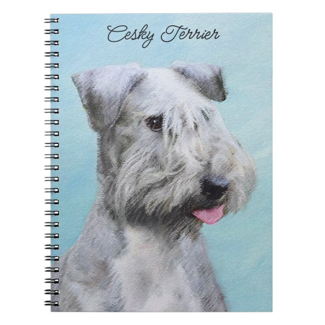 Cuaderno Pintura de Cesky Terrier - Arte de Perro Original. (Frente)