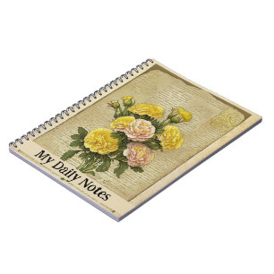 Cuaderno Pintura de claveles amarillos de época de efemera 