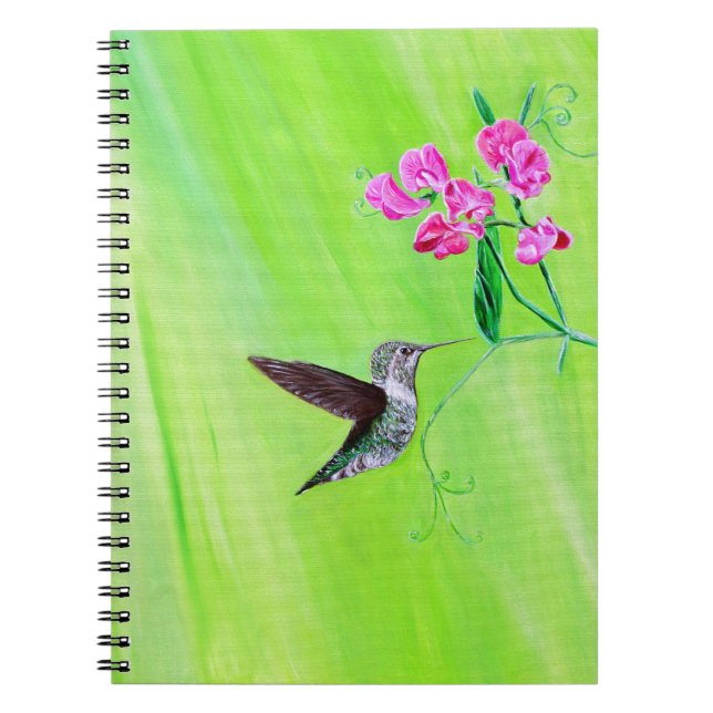 Cuaderno Pintura de colibrí y guisantes dulces (Frente)
