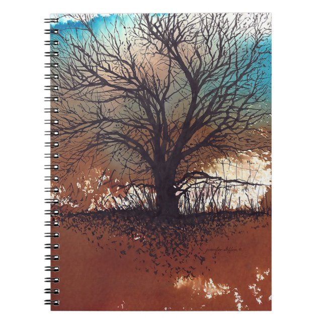 Cuaderno Pintura de color de agua de árbol paisajístico (Frente)
