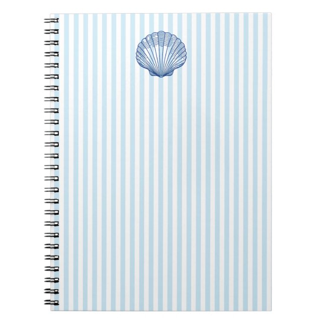 Cuaderno Pintura de conchas náuticas con banda azul preppy (Frente)