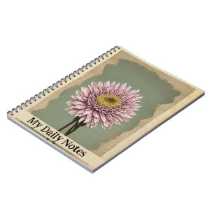 Cuaderno Pintura de dahlia rosa de la época de la efiemera