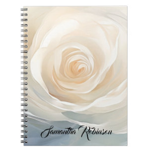 Cuaderno Pintura de flor abstracta de rosa blanco