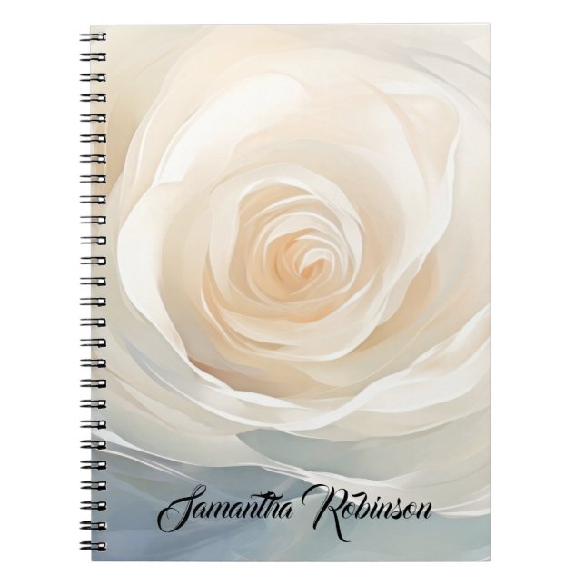 Cuaderno Pintura de flor abstracta de rosa blanco (Frente)