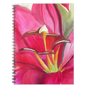 Cuaderno Pintura de flor de acuarela de Red Alert Lily