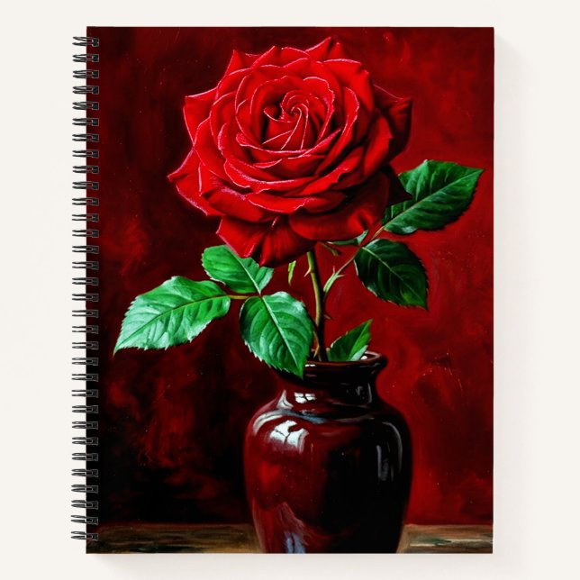 Cuaderno Pintura de flor de rosa roja (Anverso)