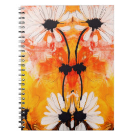 Cuaderno Pintura de flores de margarita texturizadas abstra