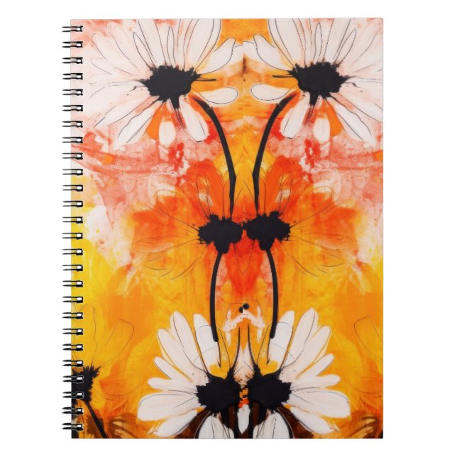 Cuaderno Pintura de flores de margarita texturizadas abstra (Frente)
