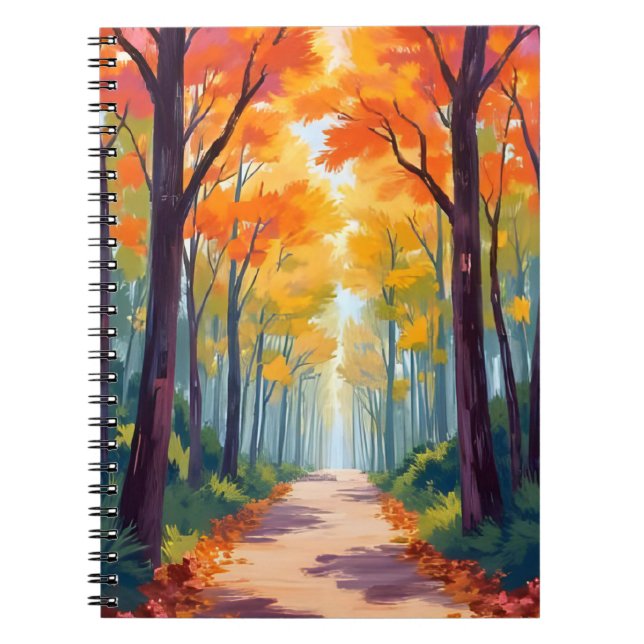 Cuaderno Pintura de follaje de otoño de camino de otoño (Frente)