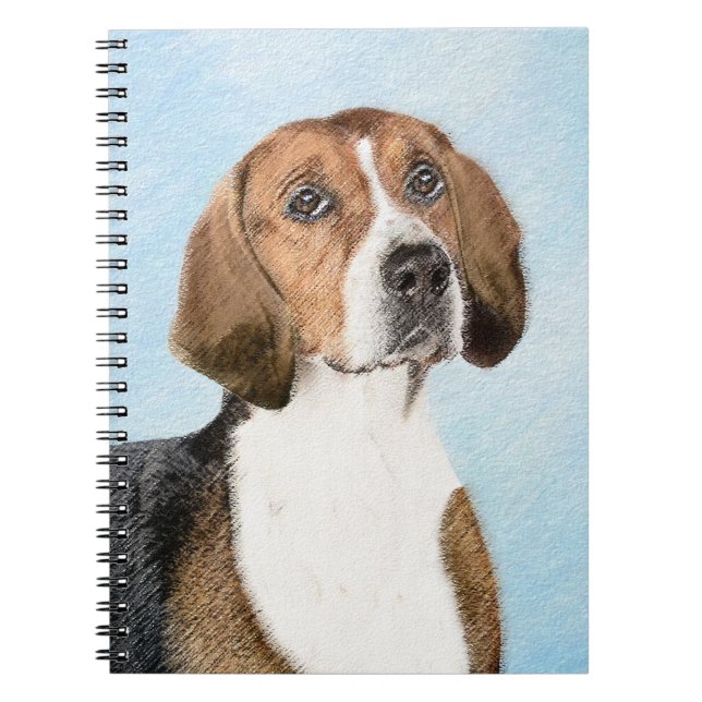 Cuaderno Pintura de Foxhound inglesa - Arte Perro Original  (Frente)
