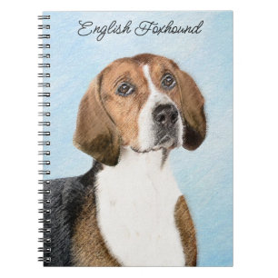 Cuaderno Pintura de Foxhound inglesa - Arte Perro Original 