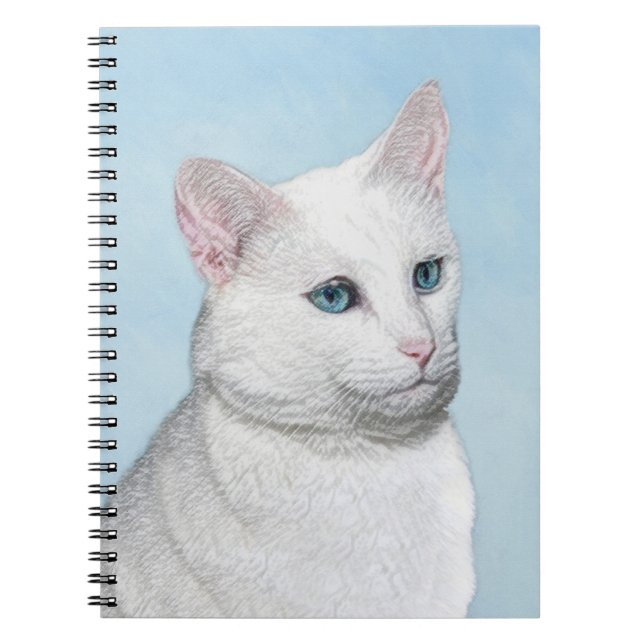 Cuaderno Pintura de gato blanco - Arte de gato original lin (Frente)