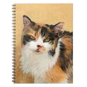 Cuaderno Pintura de gato calico - Arte de gato original lin