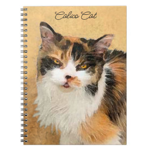Cuaderno Pintura de gato calico - Arte de gato original lin
