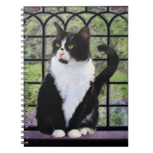 Cuaderno Pintura de gato de esmoquin - Arte gato original c