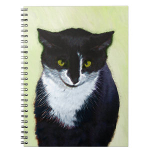 Cuaderno Pintura de gato de Tuxedo - Arte de gato original