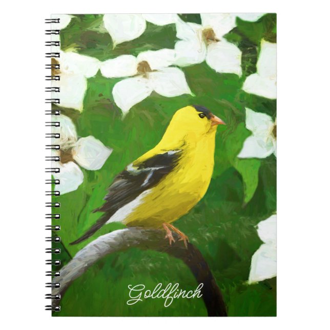 Cuaderno Pintura de Goldfinch - Arte de Perro Original. (Frente)