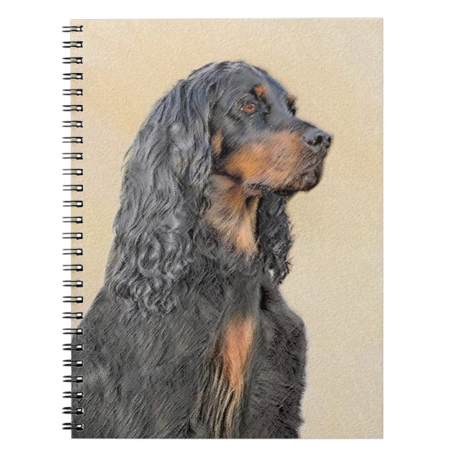 Cuaderno Pintura de Gordon Setter - Arte de Perro Original. (Frente)