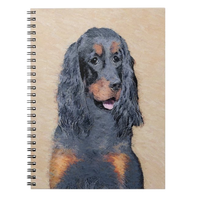 Cuaderno Pintura de Gordon Setter - Arte de Perro Original. (Frente)