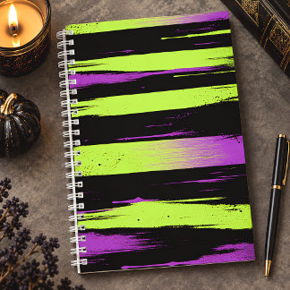 Cuaderno Pintura de goteo púrpura verde ácido Grunge