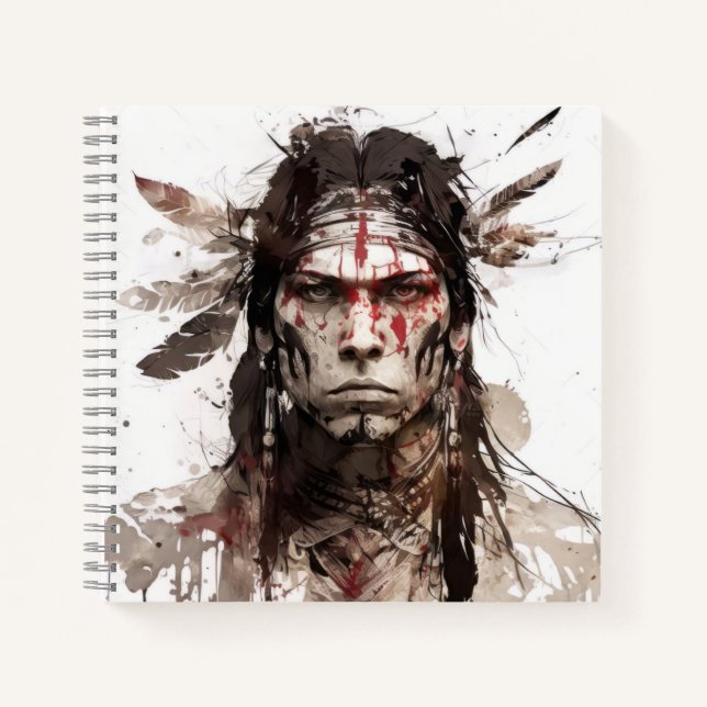 Cuaderno Pintura de guerrero de retrato indio nativo americ (Anverso)
