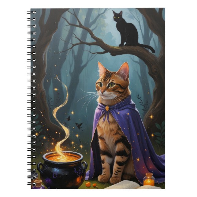 Cuaderno Pintura de Halloween con gatos bengalíes (Frente)