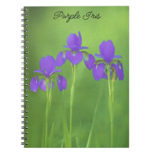 Cuaderno Pintura de iris morado - Arte de flores original