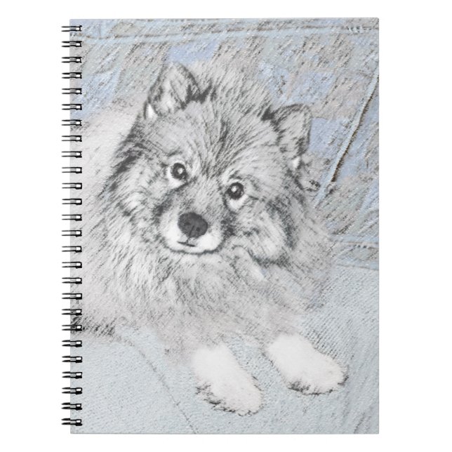 Cuaderno Pintura de Keeshond Beth - Arte de Perro Original. (Frente)