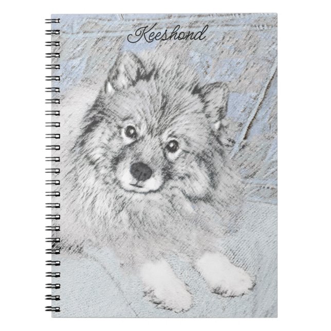 Cuaderno Pintura de Keeshond Beth - Arte de Perro Original. (Frente)