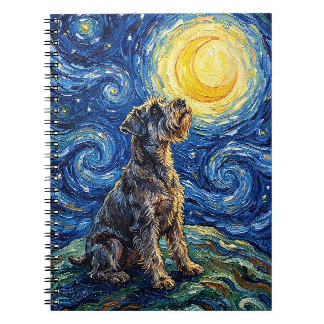 Cuaderno Pintura de la noche estrellada de Schnauzer (Frente)