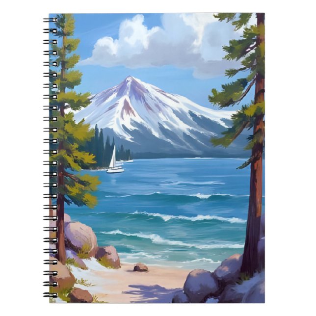 Cuaderno Pintura de la playa Sand Harbor Lake Tahoe (Frente)