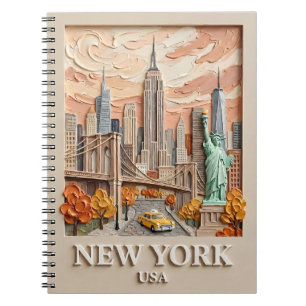 Cuaderno Pintura de la silueta texturizada en 3D de la ciud